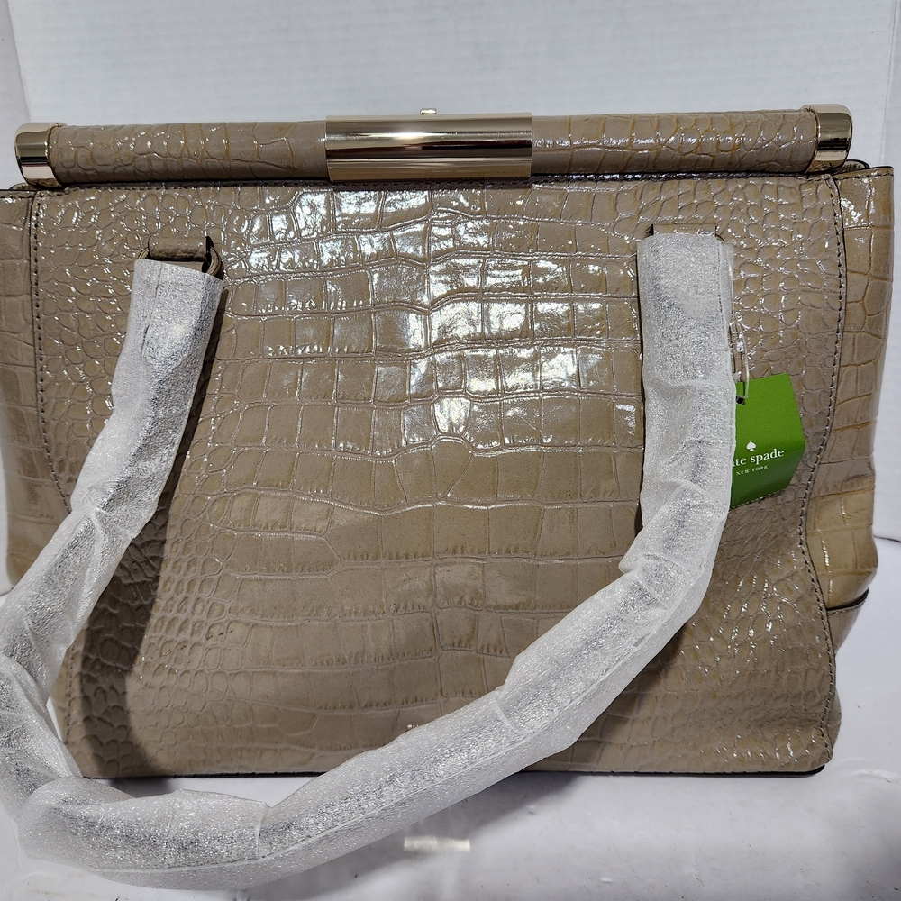 Kate Spade Taupe Croc-Embossed Tote